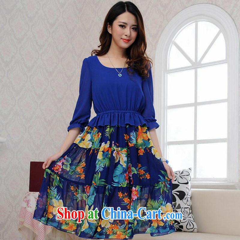 Constitution Yi XL dresses 2015 new summer bohemian beach snow skirt woven skirt thick sister stylish stitching stamp dresses holiday dresses blue spend 4 XL 155 - 170 jack, constitution and clothing, and shopping on the Internet