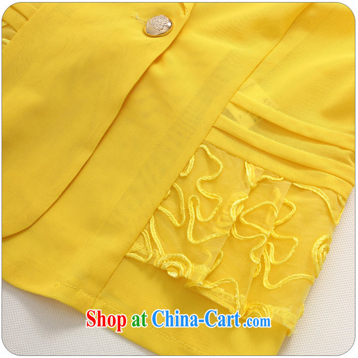 The delivery package mail, as soon as possible, to increase, female jacket 2014 summer short-sleeved commuter style graphics thin suit coat thick mm jacket 9910 yellow XXXL pictures, price, brand platters! Elections are good character, the national distribution, so why buy now enjoy more preferential! Health
