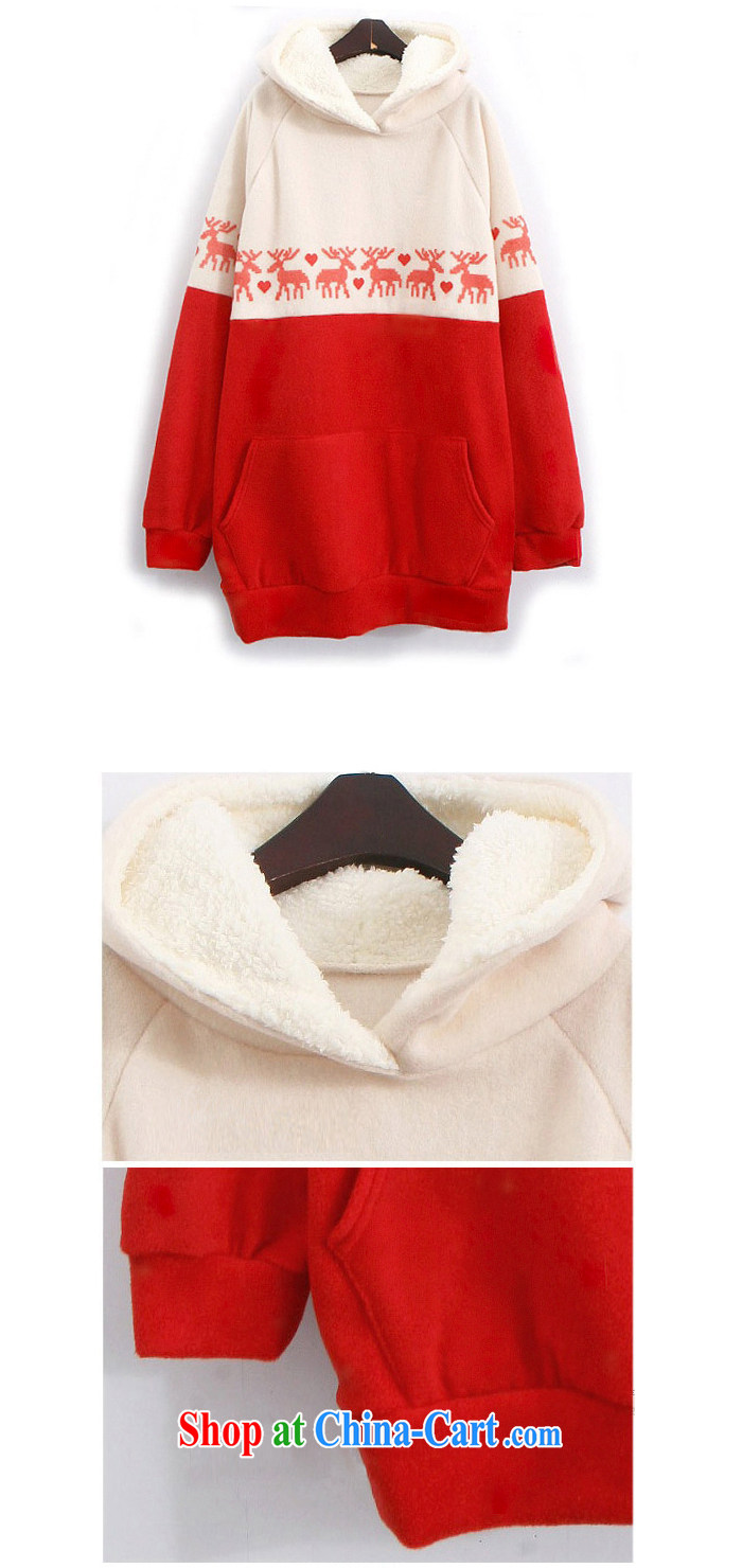 Solabe/in the Addis Ababa, winter clothing new thick mm red and white stitching-deer and lint-free cloth Long Hoody drawcord sweater woolen sweater girl 2065 red and white stitching XL pictures, price, brand platters! Elections are good character, the national distribution, so why buy now enjoy more preferential! Health
