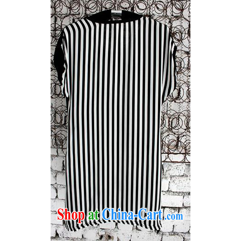 NOS new short-sleeved round neck cotton shirt T female Korean Version Stamp striped stitching Color Lounge T-shirt 200 jack to wear L 8091 black-and-white stripes 4 XL recommendations 270 jack, thin (NOS), online shopping