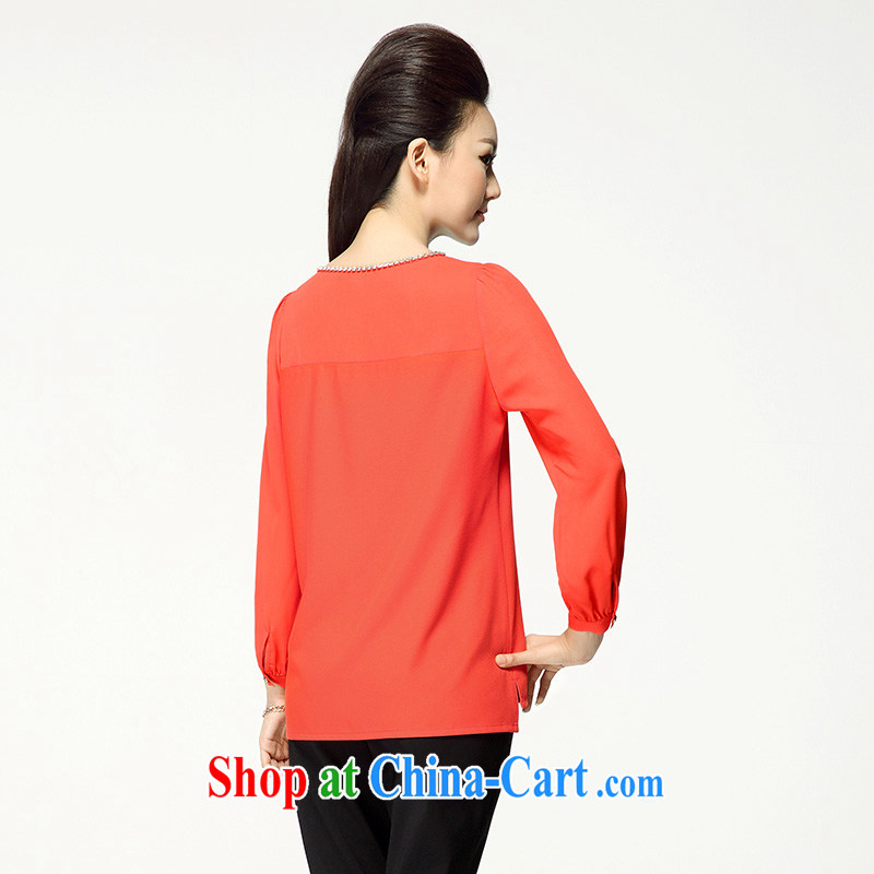 Slim, Mr Big, women fall 2014 with new thick mm stylish Korean lanterns sleeveless long-sleeved shirt T 43,085 red-orange 5 XL, former Yugoslavia, Mak, and shopping on the Internet