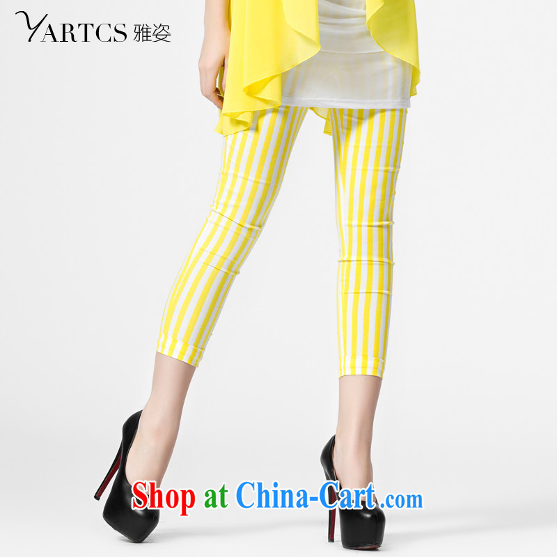 Beauty and the Code women 2014 new summer Korean Beauty Stripe 7 pants XL pants B 3122 yellow 3 XL, Jacob (yartcs), and shopping on the Internet