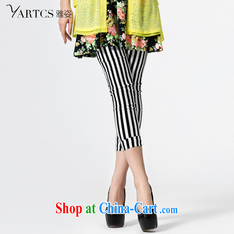 Beauty and the Code women 2014 new summer Korean Beauty Stripe 7 pants XL pants B 3122 yellow 3 XL, Jacob (yartcs), and shopping on the Internet