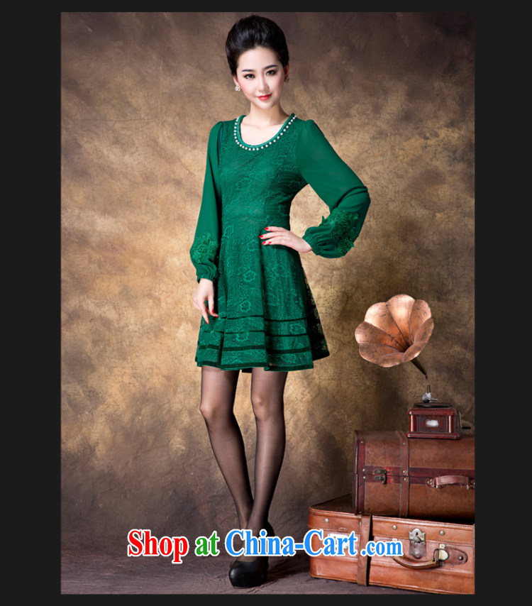 And Jacob colorful Palace embroidery lace dress code the dress 2014 new autumn loaded thick mm video thin solid skirt A 1568 green 5 XL pictures, price, brand platters! Elections are good character, the national distribution, so why buy now enjoy more preferential! Health