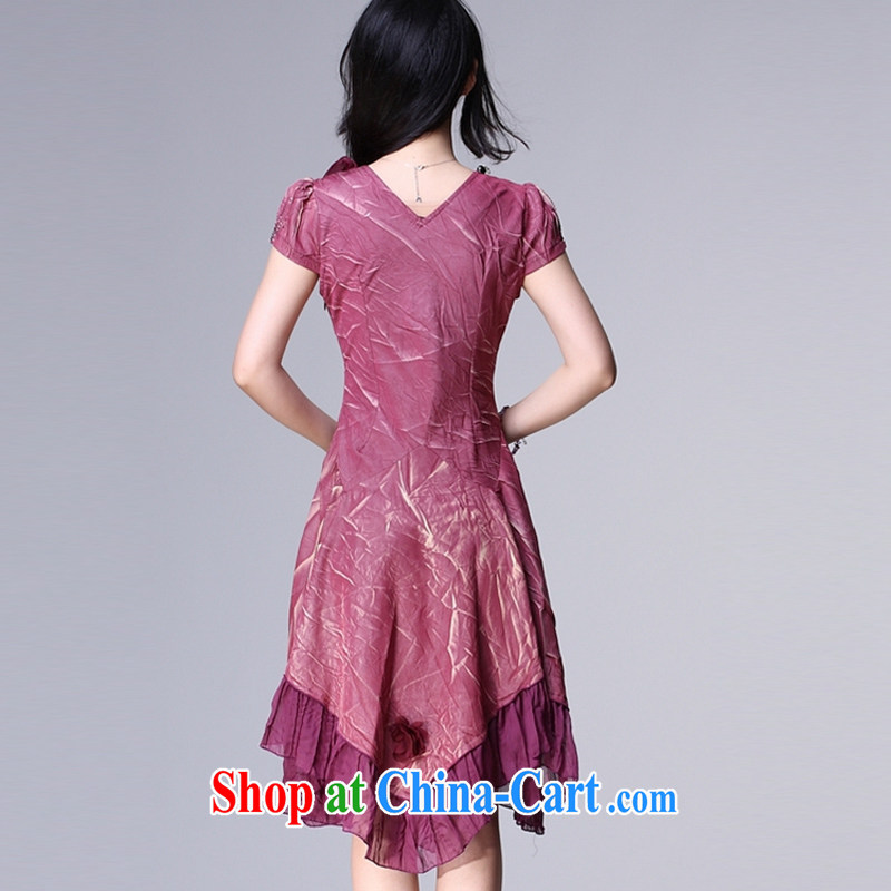 Standing wave the mother load 2015 new summer elegance elegant beauty graphics thin large code, dresses wine red XXXXL, tide and diverse audiences (CHAOZIYUN), online shopping
