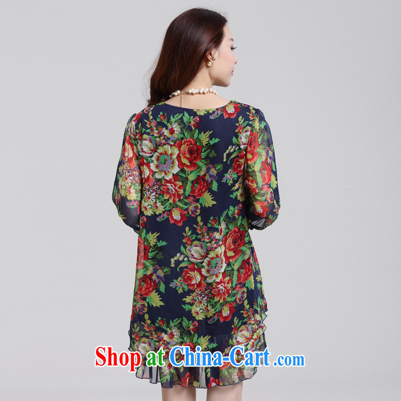 The fat increase, female 2015 mm thick summer stamp duty mom with floral snow woven relaxed, long dresses, blue XXXXL, tide and diverse audiences (CHAOZIYUN), shopping on the Internet