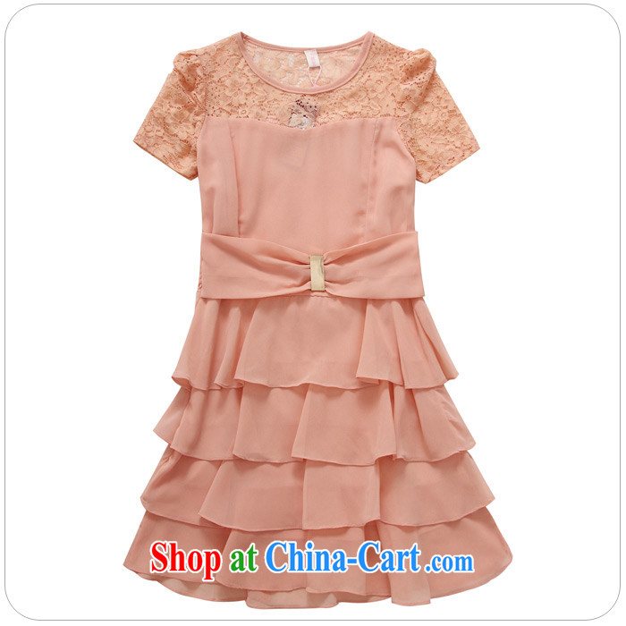 The delivery package mail in jumbo urged women XL dresses 2014 summer lady cake layer lace short sleeve small dress graphics thin OL pink XXXL approximately 165 - 180 Jack pictures, price, brand platters! Elections are good character, the national distribution, so why buy now enjoy more preferential! Health
