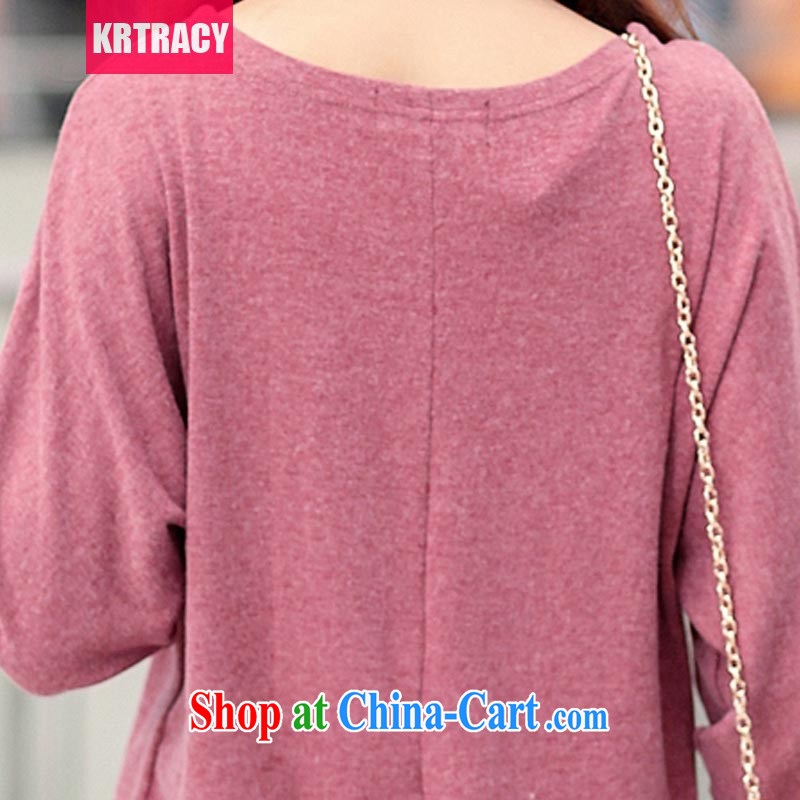 KRTRACY autumn 2014 new Korean fashion ladies' round-collar long-sleeved loose, long T pension increase, female T pension SY 8075 black XXXXL, KRTRACY, shopping on the Internet