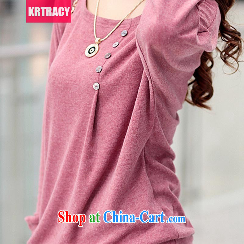 KRTRACY autumn 2014 new Korean fashion ladies' round-collar long-sleeved loose, long T pension increase, female T pension SY 8075 black XXXXL, KRTRACY, shopping on the Internet