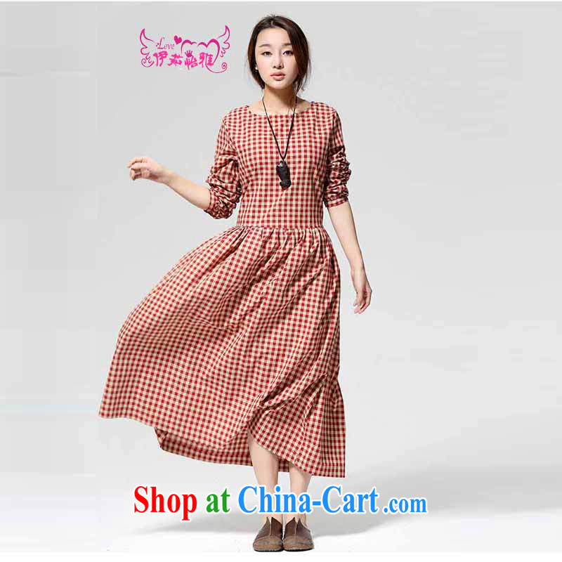 The Ju-yi, Autumn 2014 new plaid cotton dress RJ 9563 blue grid L, Yu Yee Nga, shopping on the Internet