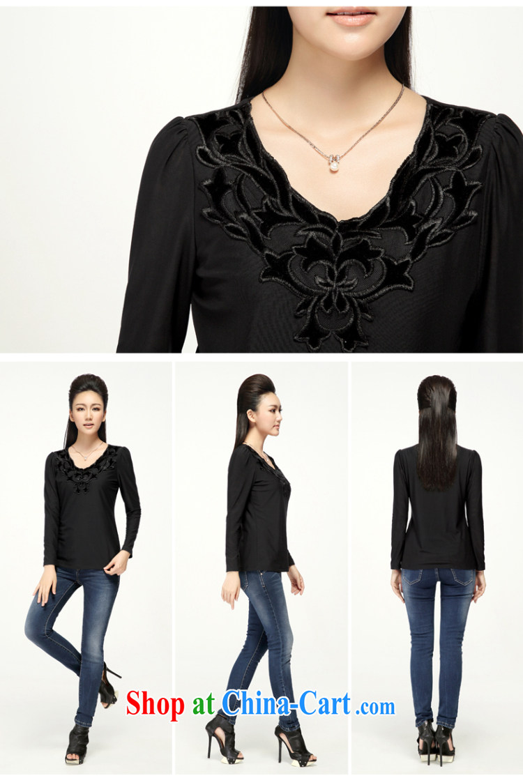 The Mak larger women fall 2014 with new thick mm stylish lace 100 ground long-sleeved T-shirt women T-shirt 43,102 black 5 XL pictures, price, brand platters! Elections are good character, the national distribution, so why buy now enjoy more preferential! Health