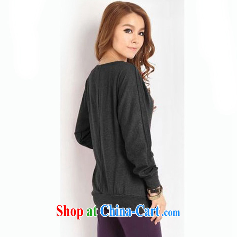 Platinum sign wave (PTLON) Korean autumn loaded thick mm blouses loose the fat and significantly, long-sleeved T-shirt solid T-shirt gray XXXXL, platinum sign wave (PTLONG), and shopping on the Internet