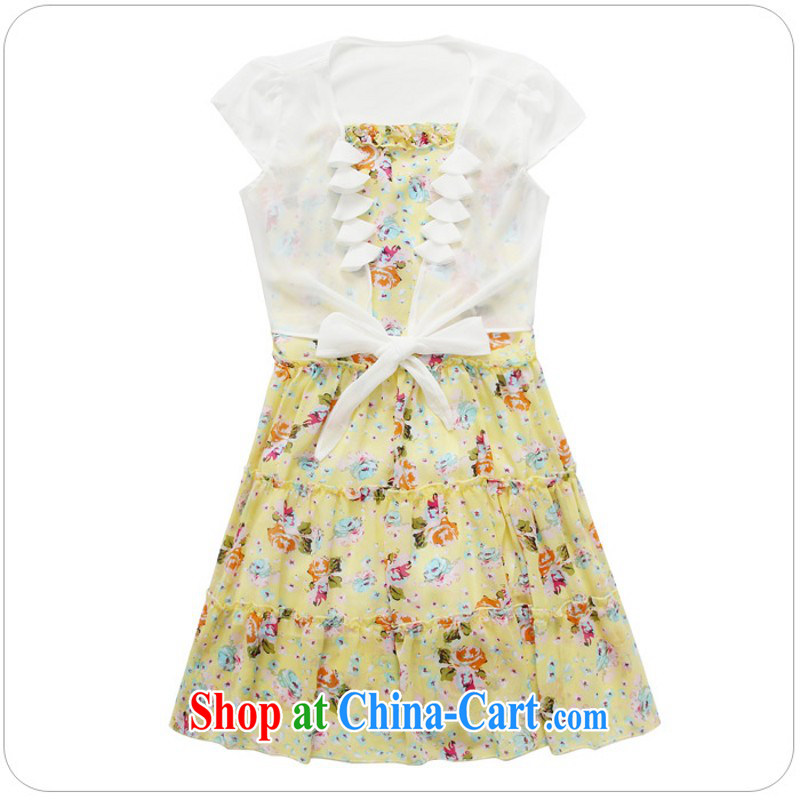 (The e-mail package, as soon as possible, to focus on people dress sweet two-piece with Cape floral snow woven dresses XL large refreshing Indian yellow XXXL approximately 150 - 165 jack, constitution, Jacob (QIANYAZI), online shopping