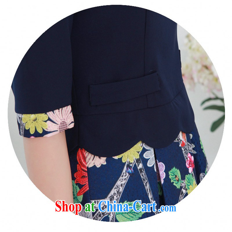 The package mail 2015 spring new sweet lapel leave two-piece cuff in dress code and stamp duty shaggy short skirts OL graphics thin lady skirt blue 4 XL approximately 165 - 180 jack, land is still the garment, shopping on the Internet