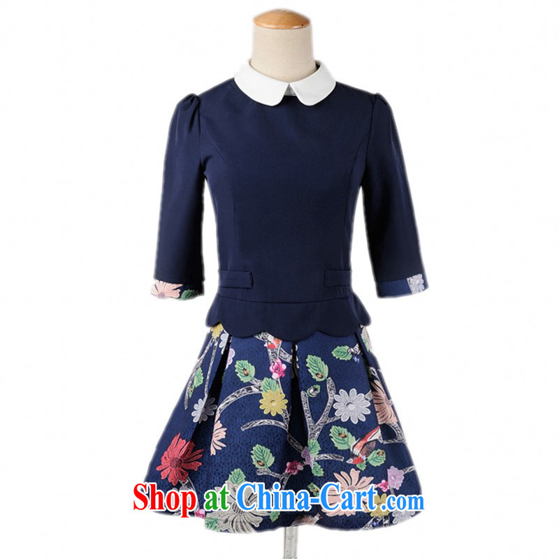 The package mail 2015 spring new sweet lapel leave two-piece cuff in dress code and stamp duty shaggy short skirts OL graphics thin lady skirt blue 4 XL approximately 165 - 180 jack, land is still the garment, shopping on the Internet