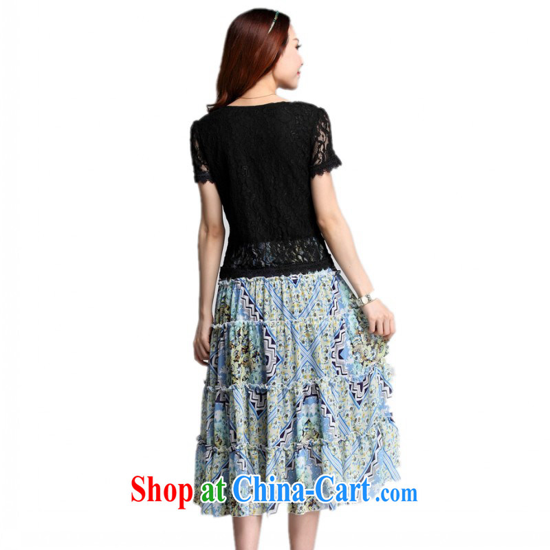 (The e-mail package in jumbo urged mm thick lady dresses XL elegance floral snow woven large skirt lace short-sleeved resort beach skirt Lady Black XXL approximately 145 - 160 jack, constitution, Jacob (QIANYAZI), online shopping