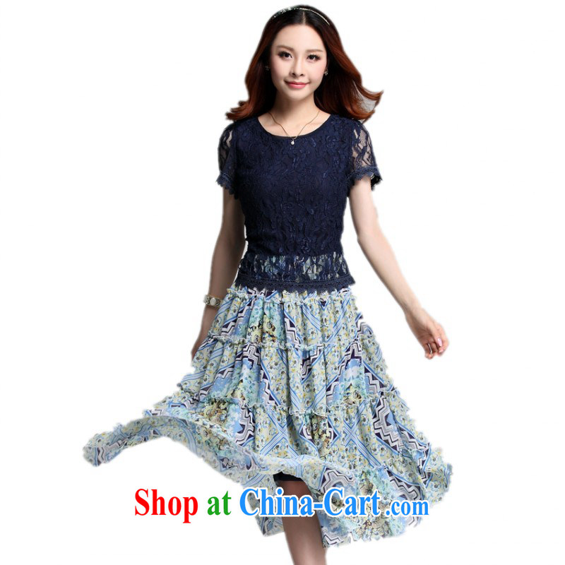 (The e-mail package in jumbo urged mm thick lady dresses XL elegance floral snow woven large skirt lace short-sleeved resort beach skirt Lady Black XXL approximately 145 - 160 jack, constitution, Jacob (QIANYAZI), online shopping