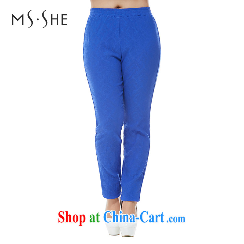 msshe XL women autumn 2014 the new emphasis on cultivating mm video thin casual long pants 7621 color blue T 4