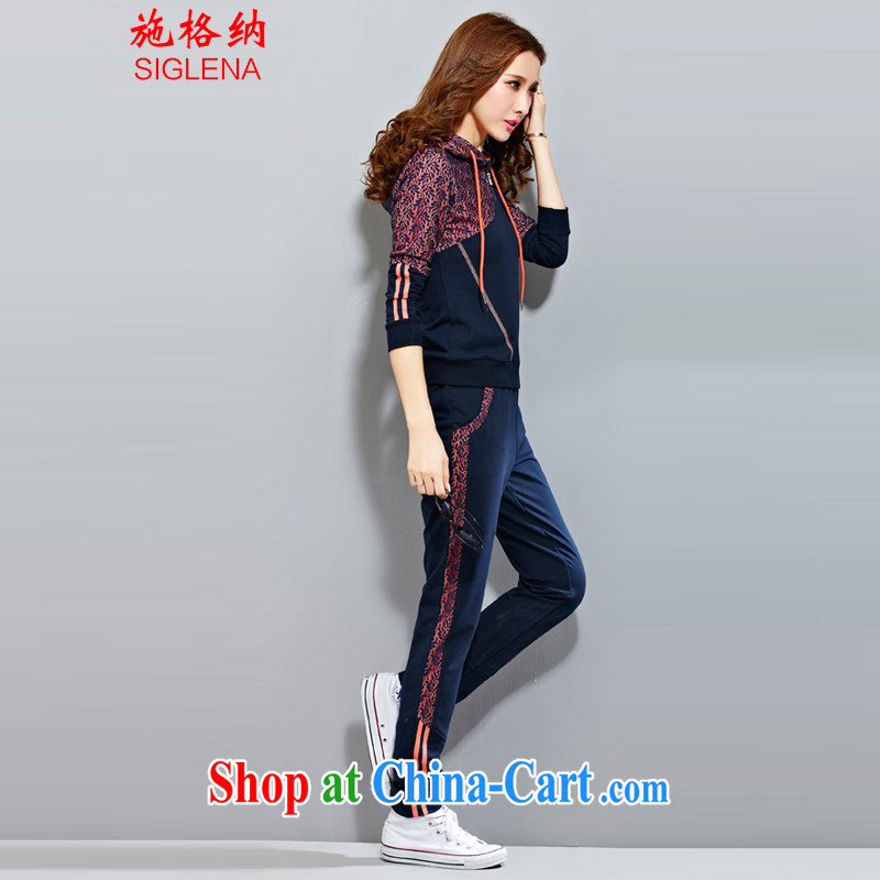 The rate of fall and winter season with new Korean version of the greater code female-lace, clothing and thick MM the fat XL stylish beauty Sports & Leisure package 8033 BMW blue L, grid (SIGLENA), shopping on the Internet