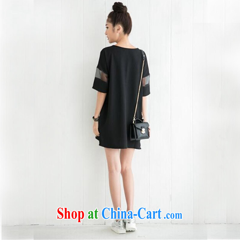 surplus to 2014 mm thick autumn large, female Korean version and indeed increase, the root yarn stitching graphics thin short-sleeve shirt T TX 1155 black XXXXL - Support the Code, surplus, and the Code women, shopping on the Internet