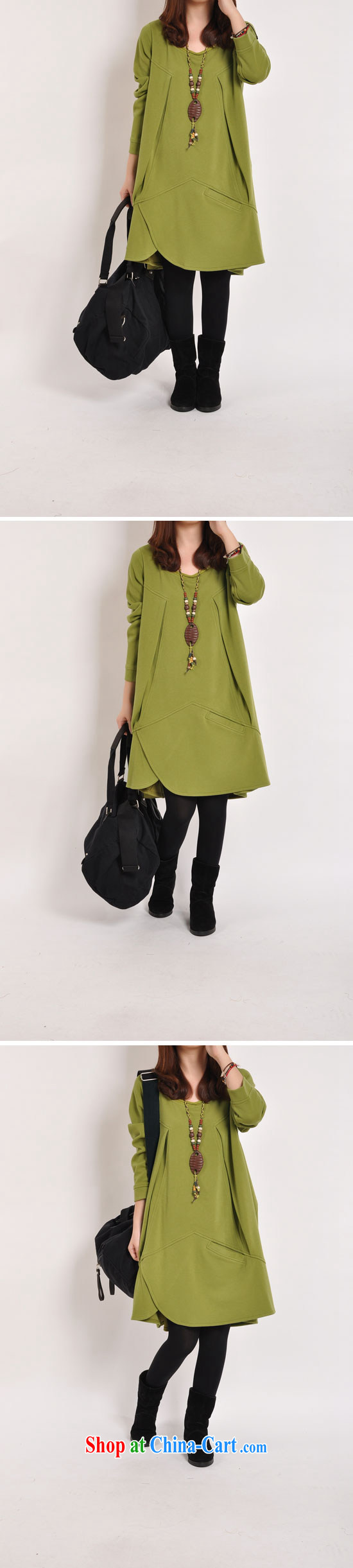 Solid color consistently list spring 2015 new women's clothing new, larger female thick mm ripstop taffeta overlay style graphics thin large pocket long-sleeved loose dress green XL pictures, price, brand platters! Elections are good character, the national distribution, so why buy now enjoy more preferential! Health