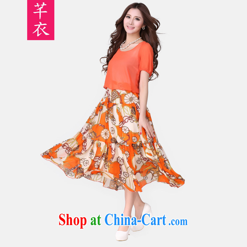 Constitution Yi XL beach skirt 2015 new summer mm thick bohemian knocked color floral long skirt stamp snow woven dresses softness holiday skirt orange 4 XL 160 - 175 jack