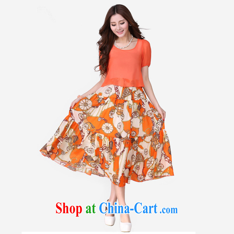 Constitution Yi XL beach skirt 2015 new summer mm thick Bohemia, knocked color floral long skirt stamp snow woven dresses softness holiday skirt orange 4 XL 160 - 175 jack, constitution and clothing, and shopping on the Internet