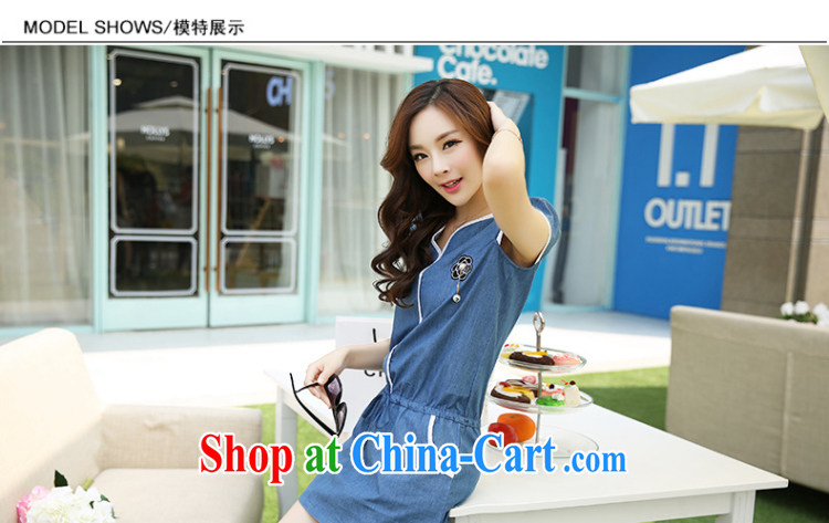 Rate the 2015 summer new Korean version thick MM XL female beauty half sleeve, denim dress women suits skirt leisure 5190 deep blue denim XXL pictures, price, brand platters! Elections are good character, the national distribution, so why buy now enjoy more preferential! Health