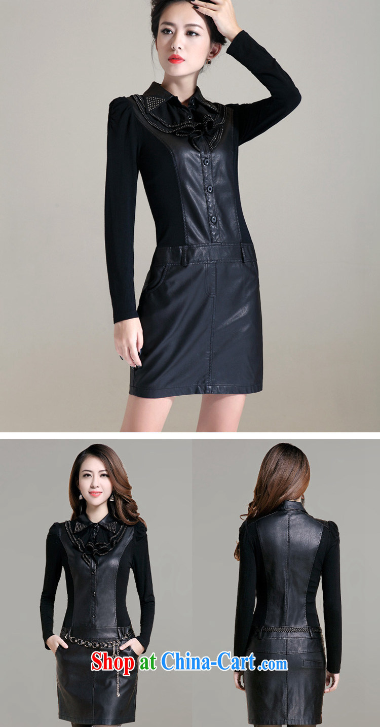 flower girl Isabelle 2014 winter new Korean style beauty larger leather skirt long-sleeved solid dresses female D 6030 black 4XL pictures, price, brand platters! Elections are good character, the national distribution, so why buy now enjoy more preferential! Health