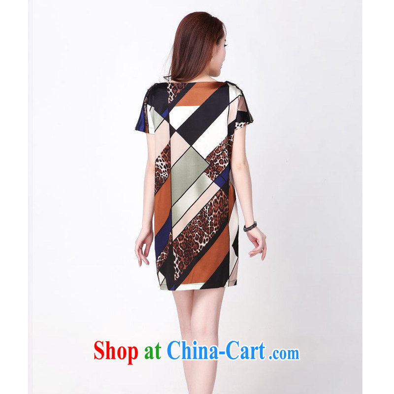 JA the 2014 summer silk skirt loose the code sauna silk striped dresses YLF - 820 Tibetan blue Leopard XXXXL, JA, the Code women, online shopping