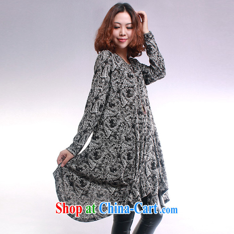 Director of the Advisory Committee spring and autumn and winter clothing and indeed increase, female fat mm thick sister, long, solid T-shirt knit long-sleeved double-yi skirt retro stamp - Black loose all code chest of tile 106, made the Advisory Committee (mmys), and, on-line shopping