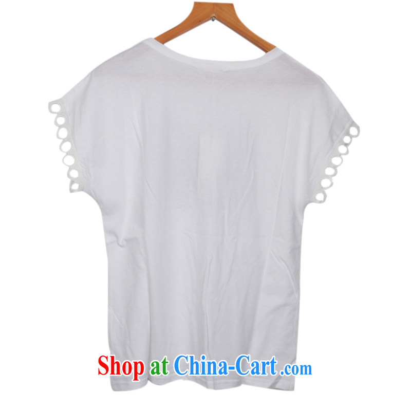 Yet the Addiction, female video thin female thick sister summer cartoon Openwork graphics thin short-sleeved 7025 white XXXL, addiction, shopping on the Internet
