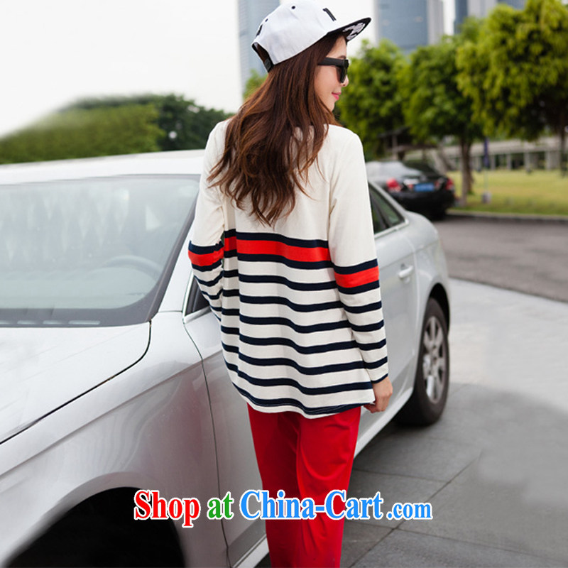 Cheuk-yan Yi Lai film 2015 the code spring round-neck collar long-sleeved striped Leisure package pure cotton graphics thin, uniforms S 7831 blue 4 XL, Cheuk-yan Yi-lai, and shopping on the Internet