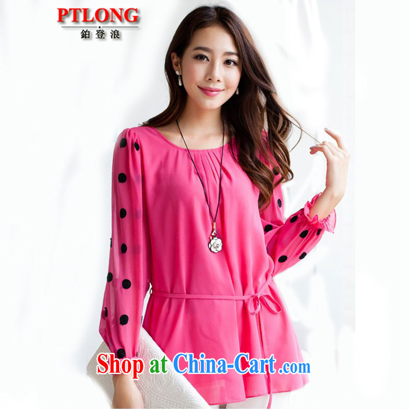 Platinum sign wave (PTLONG) the code female spring, point the long-sleeved thick mm and indeed XL snow woven shirts shirts of red XXXXL, platinum sign wave (PTLONG), shopping on the Internet