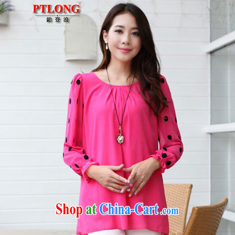 Platinum sign wave (PTLONG) the code female spring, point the long-sleeved thick mm and indeed XL snow woven shirts shirts of red XXXXL, platinum sign wave (PTLONG), shopping on the Internet