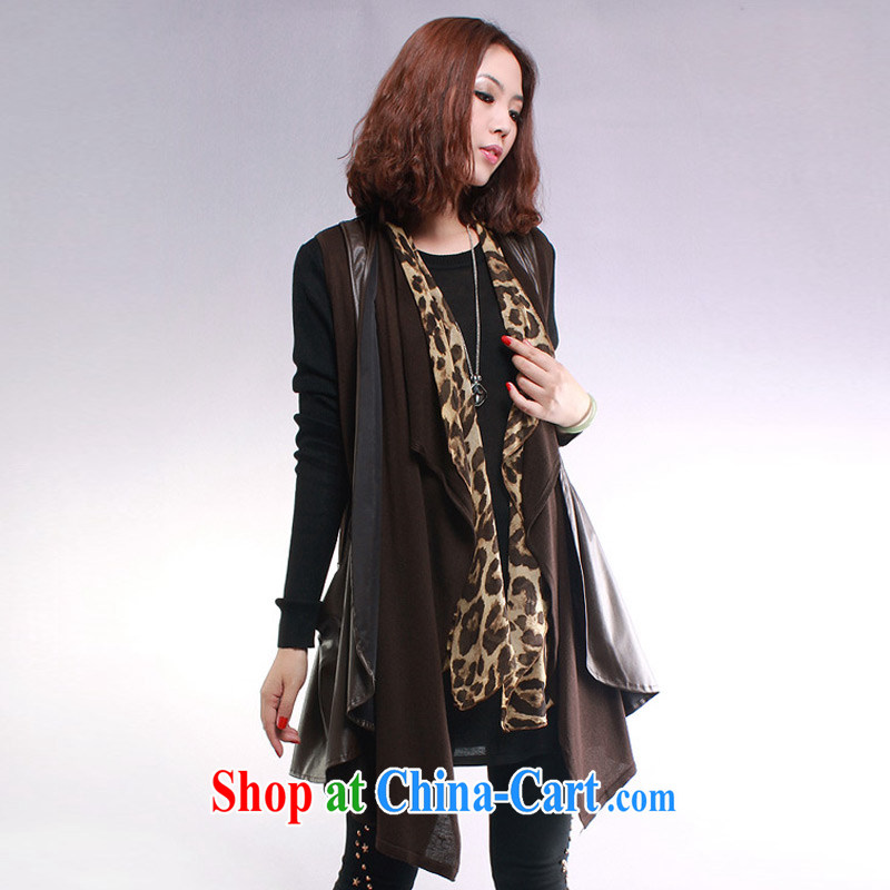 Director of the Advisory Committee autumn and winter Korean version on the MM is indeed increasing, girls and stylish lounge 100 in ground long singlet vest cardigan jacket spell PU - brown relaxed, code, made the Advisory Committee (mmys), online shopping