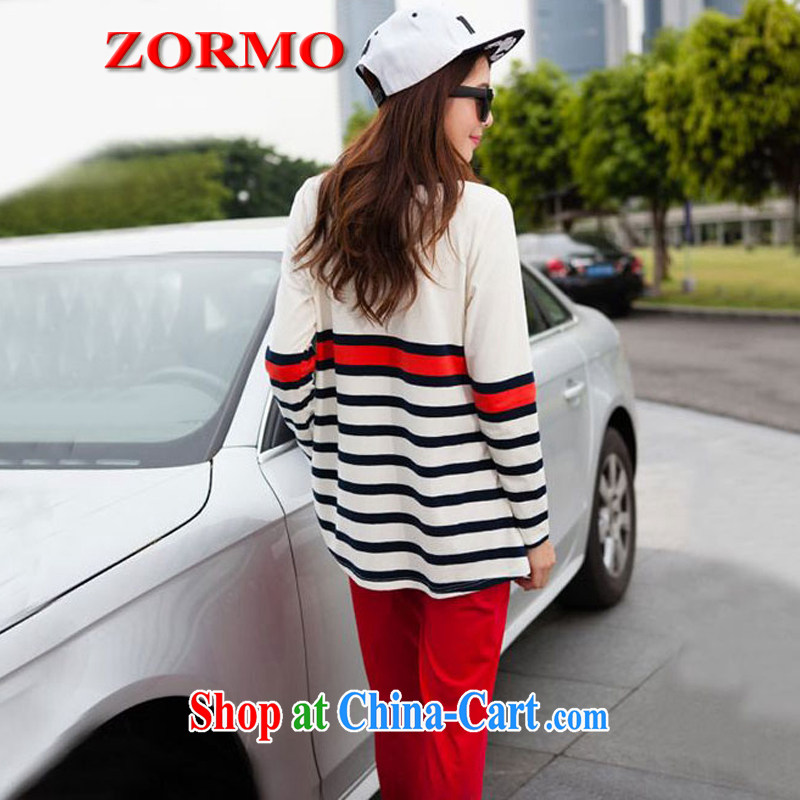 The ZORMO code female Spring and Autumn and the fat XL Sport Kits mm thick streaks T shirt + pants 2-piece set king size code package red XXXXL, ZORMO, shopping on the Internet