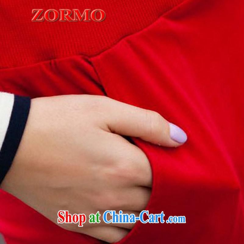 The ZORMO code female Spring and Autumn and the fat XL Sport Kits mm thick streaks T shirt + pants 2-piece set king size code package red XXXXL, ZORMO, shopping on the Internet