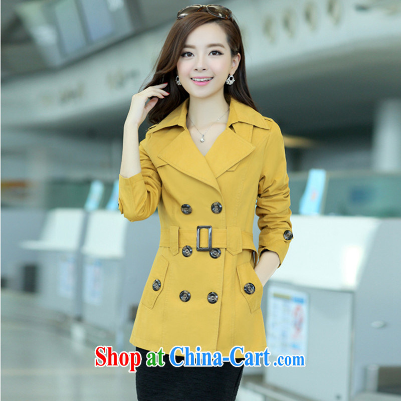 2015 spring new women with larger female jacket short-yi, female spring jacket double-standard cotton OL van yellow XXXL, beautiful believers, shopping on the Internet