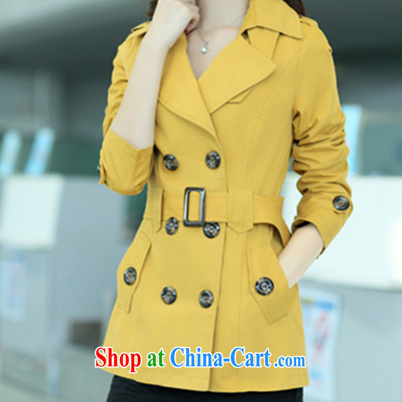 2015 spring new women with larger female jacket short-yi, female spring jacket double-standard cotton OL van yellow XXXL, beautiful believers, shopping on the Internet