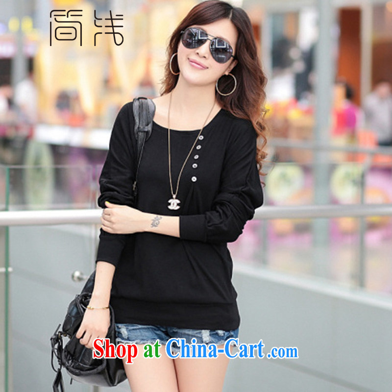 In short light autumn 2015 the new Korean version the code loose long-sleeved shirt T female round-neck collar, long, solid shirts women 8075 light gray XL, shallow, shopping on the Internet