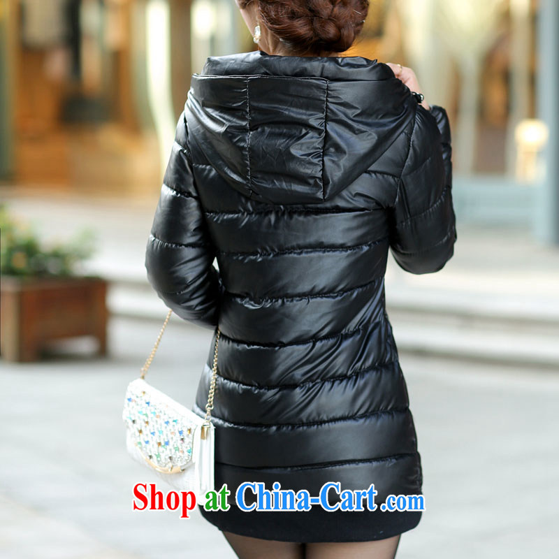 The line between a new cap, long, thick large code quilted coat graphics thin Korean version of the greater Code women's coats 2620 - 8 black 3 XL, sea routes, the code female, and shopping on the Internet