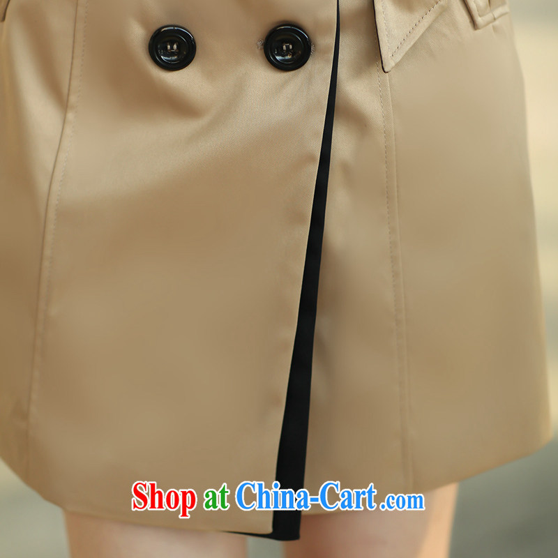 Autumn 2014 the new girl with the Code women won high-bright-color double-long, wind jacket women jacket OL in Europe and America, khaki-colored XL, beautiful believers, shopping on the Internet