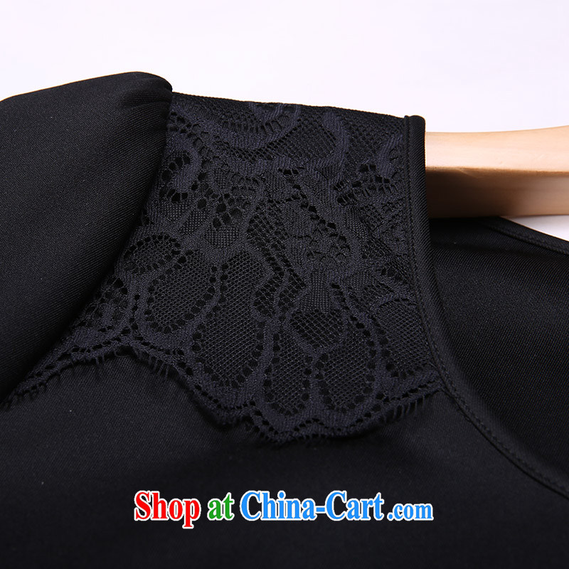 Slim Li Su-new, larger female candy knocked color overlay, only the US lace stitching 7 sub-cuff gown Q 5122 black XXXXL, slim Li-su, and shopping on the Internet