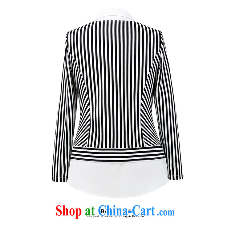 MsShe XL ladies' 2015 stripes stitching leave two OL long-sleeved video thin stretch knitted T-shirt 7549 black-and-white 4XL pictures, price, brand platters! Elections are good character, the national distribution, so why buy now enjoy more preferential! Health