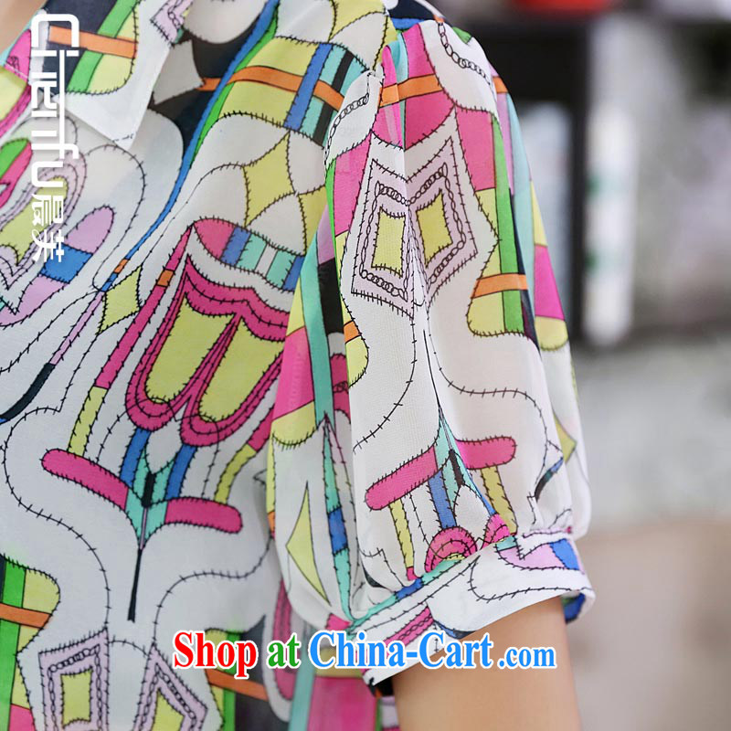Morning would be 2015 mm thick summer new Korean fashion stamp lapel thick sister short-sleeved shirt the hem loose video thin clear multi-picture color 5 XL recommendations 180 - 200 jack, morning, and shopping on the Internet