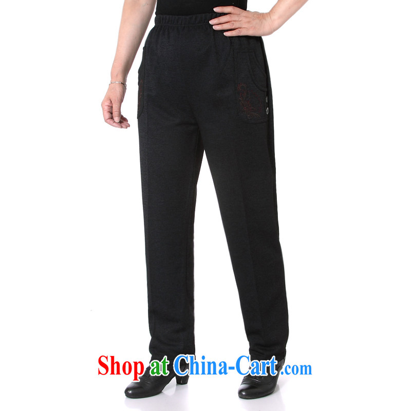 Han Rui 2015 spring new products, mom with older persons Elastic waist lounge pants solid color has been the trousers, old embroidered high waist Trouser press 2 color 31