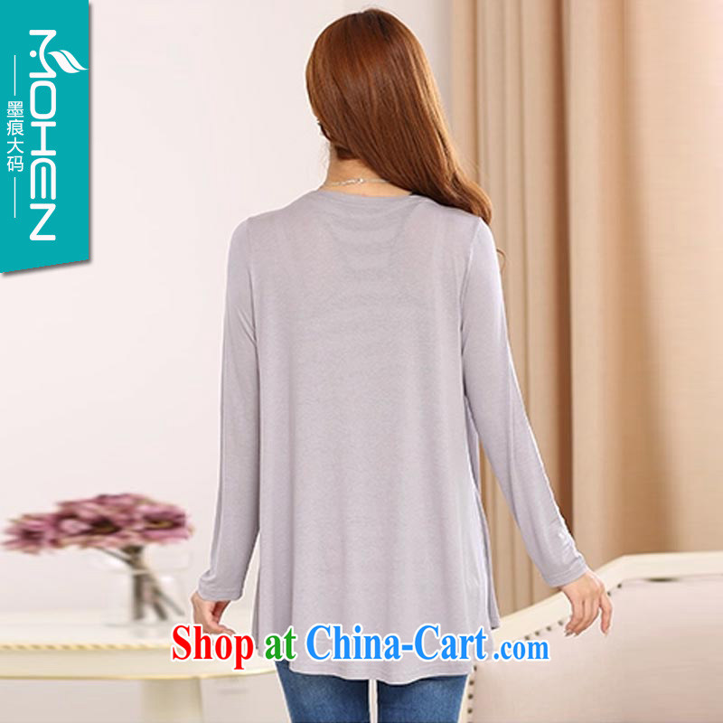 Scratches are present on the 2015 autumn King, new Korean fashion beauty larger knitted T-shirt simple plain-colored long-sleeved style knitting cardigan air-conditioning T-shirt-gray 5 XL, ink marks, shopping on the Internet