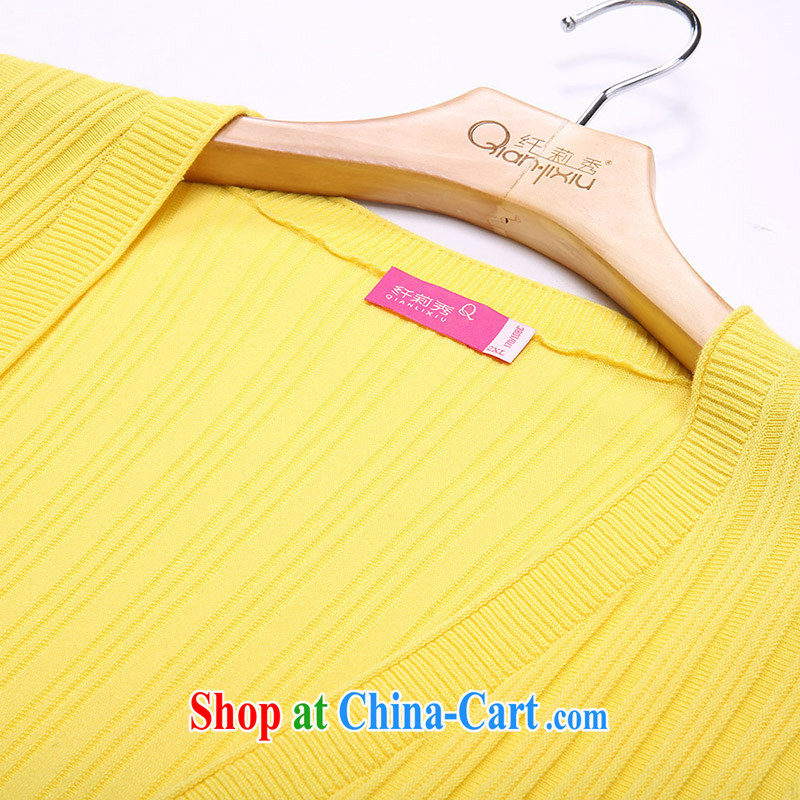 Slim Li-su 2014 autumn new, larger female OL commuter cultivating knitting cardigan Q 3903 yellow XXL, slim Li-su, and shopping on the Internet