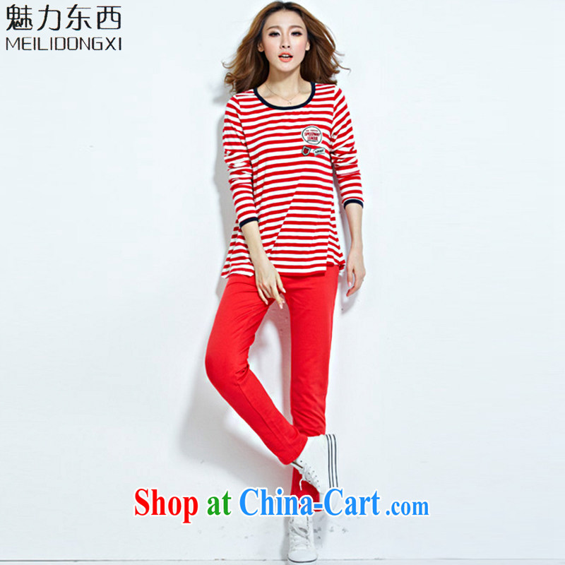 What charm 2015 summer streaks, campaign very casual striped long-sleeved shirt T Package Women T 7128 BMW blue XXXXL, charm things (MEILIDONGXI), online shopping